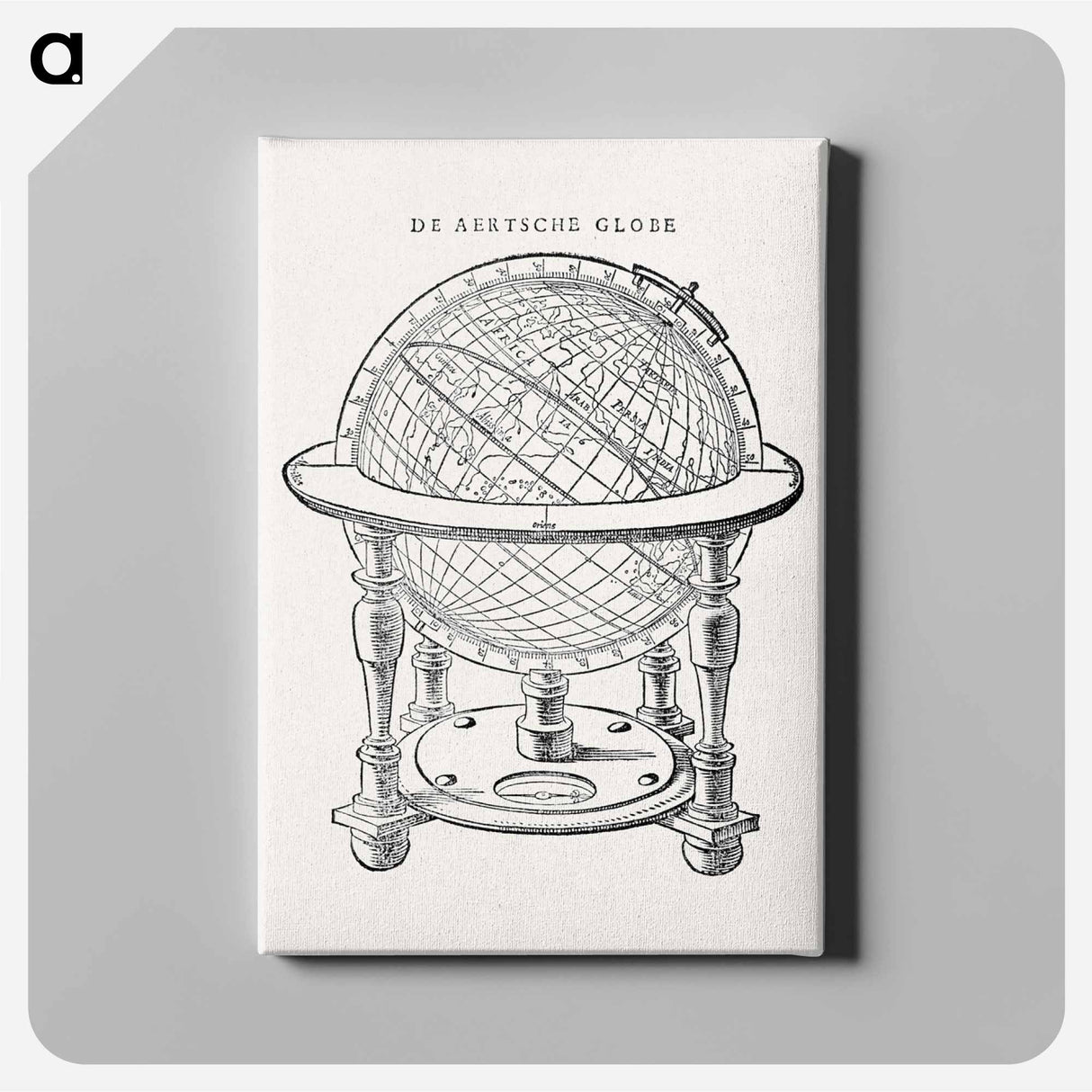 A drawing of Emery Molyneux's terrestrial globe - アンティーク地図 Canvas.