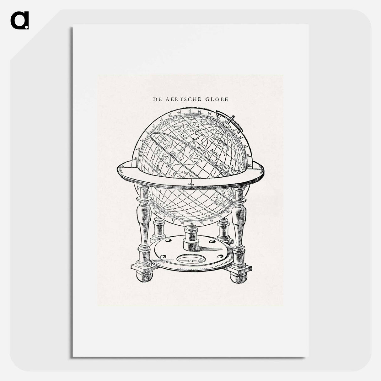 A drawing of Emery Molyneux's terrestrial globe - アンティーク地図 Poster.