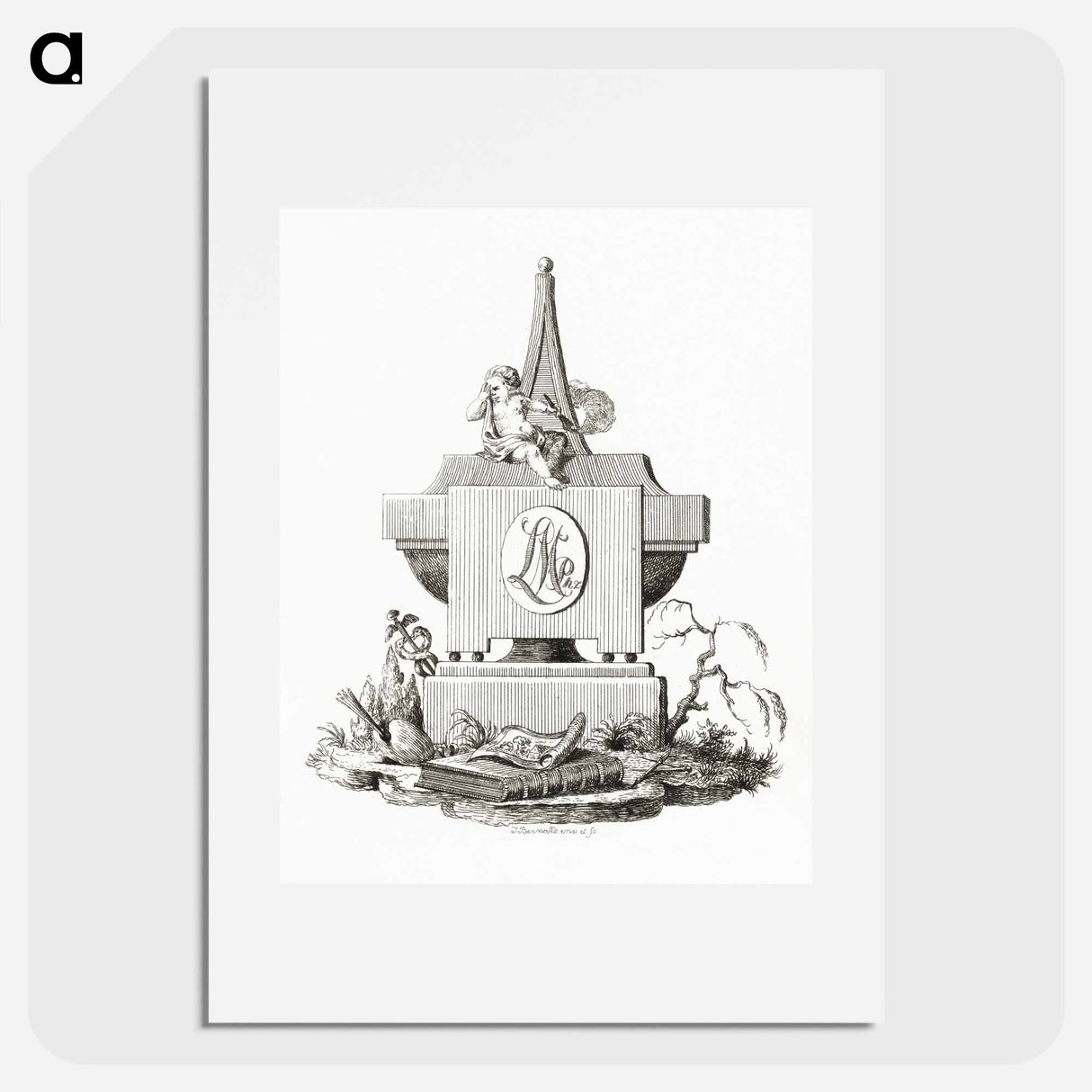 Gravestone with mourning angel - ジャン ベルナール Poster.