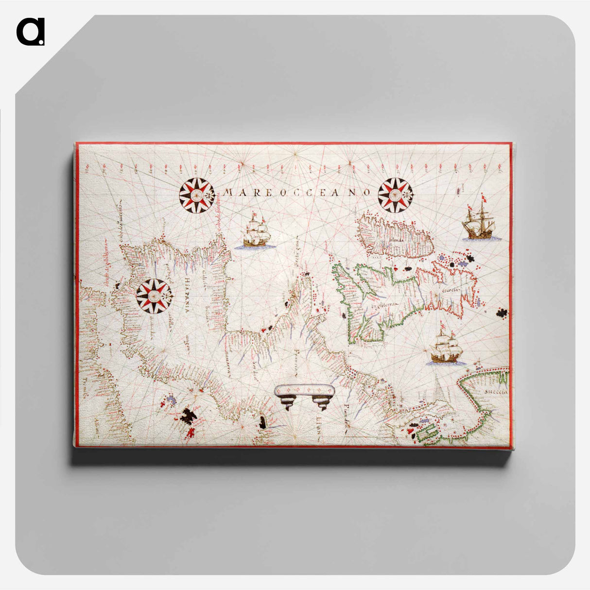 Portolan atlas of the Mediterranean Sea, western Europe, and the northwest coast of Africa - アンティーク地図 Canvas.