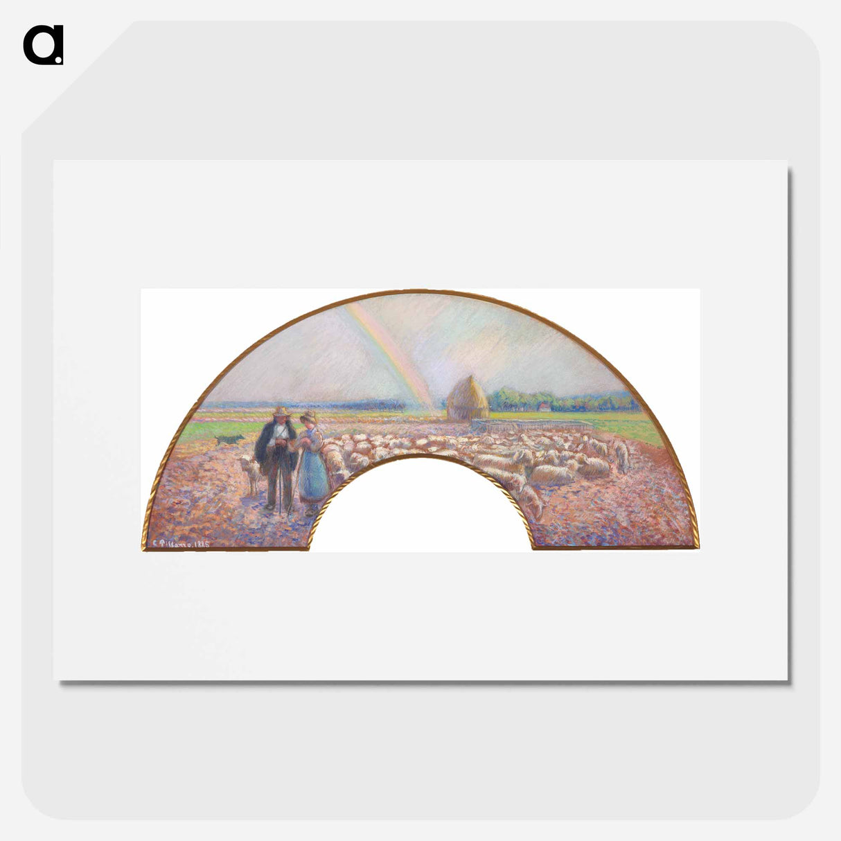 アートポスター-Shepherds in the Fields with Rainbow - カミーユ ピサロ Poster.