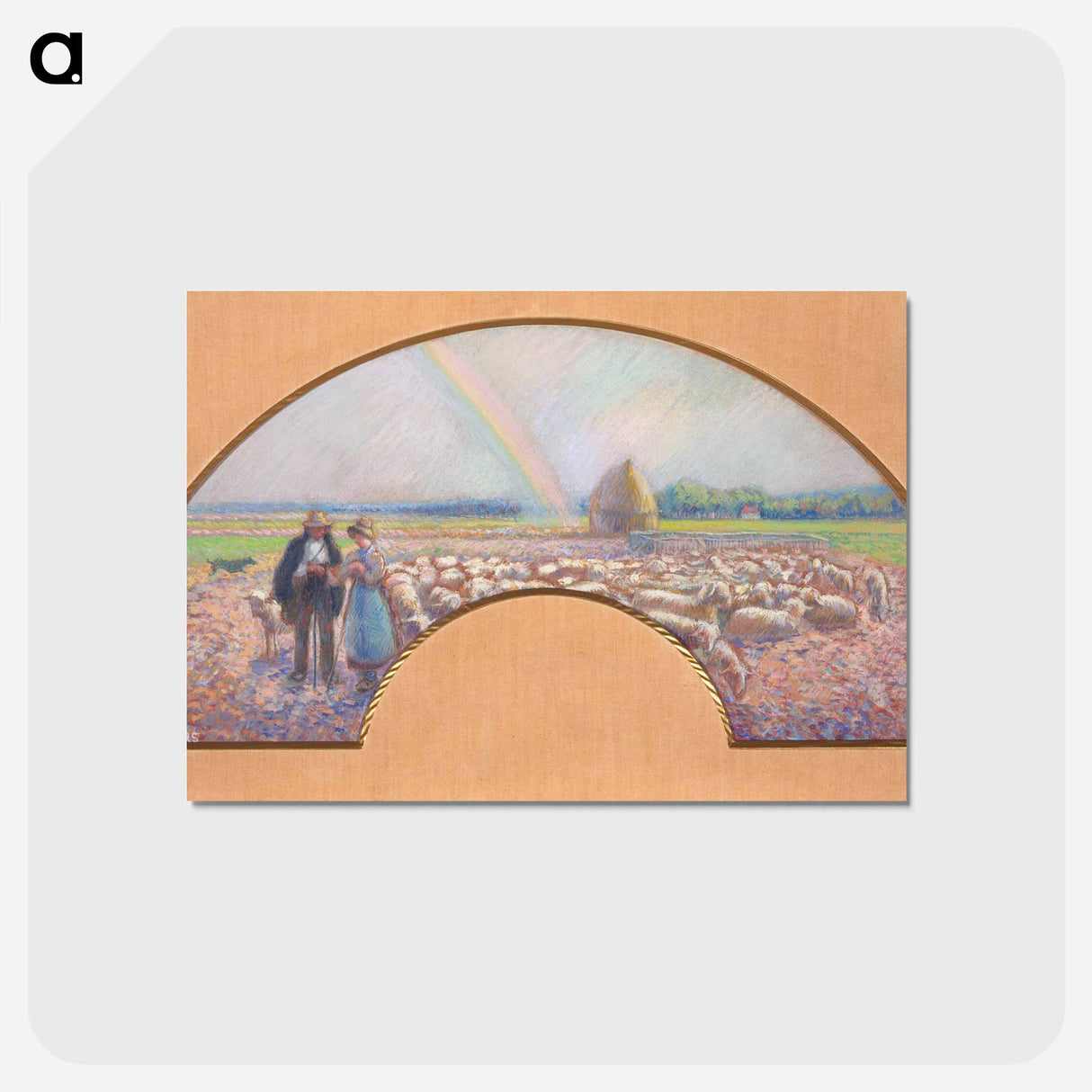 アートポストカード-Shepherds in the Fields with Rainbow - カミーユ ピサロ Postcard.