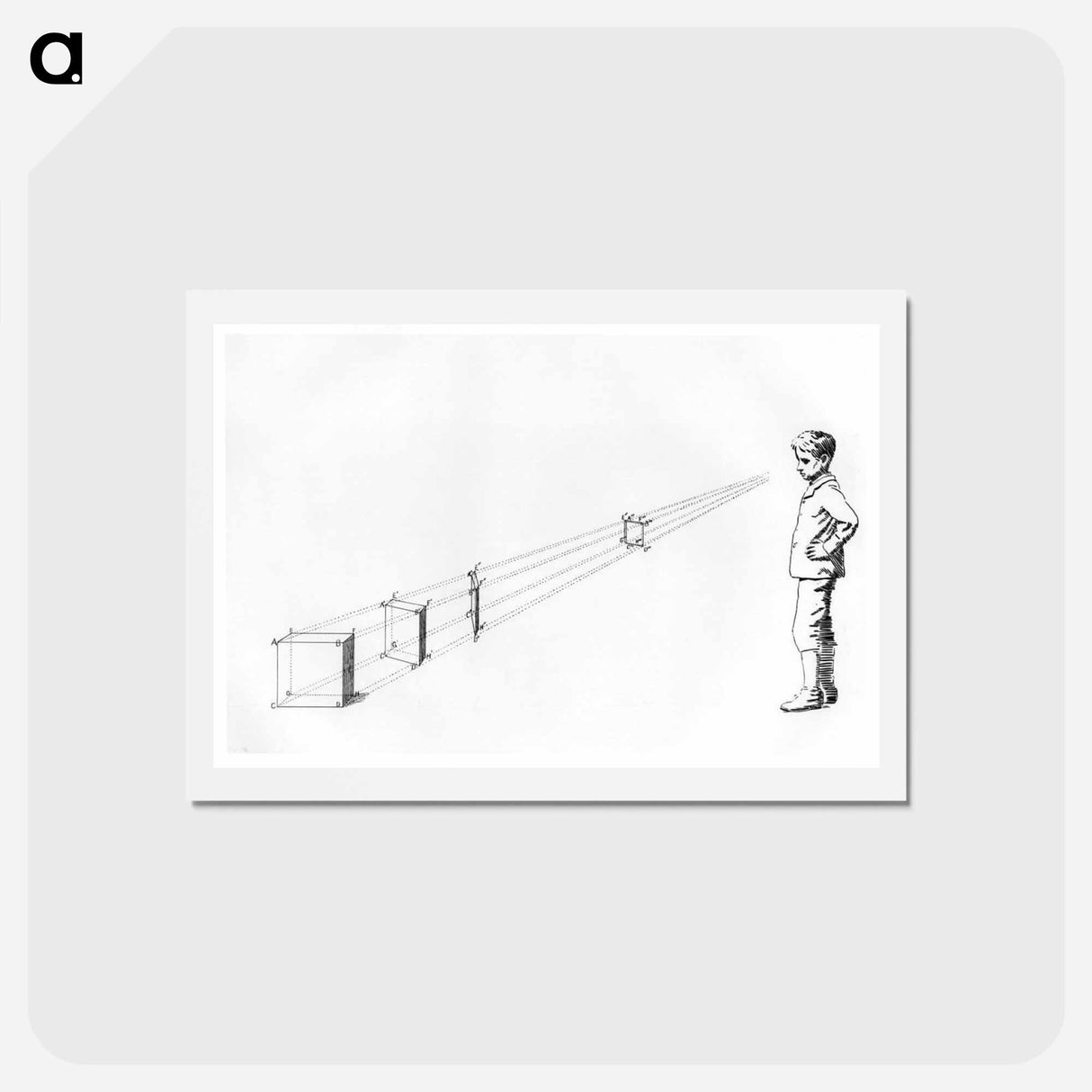 アートポストカード-Eakins Perspective Study Of Boy Viewing Object - トーマス エイキンズ Postcard.