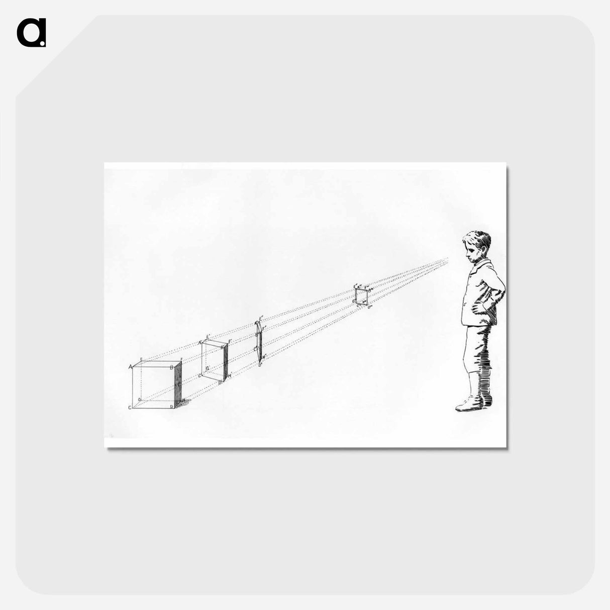 アートポストカード-Eakins Perspective Study Of Boy Viewing Object - トーマス エイキンズ Postcard.
