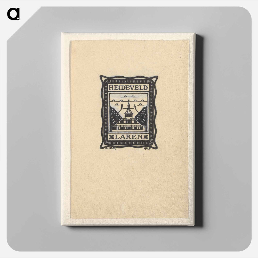 Ontwerp voor een ex libris van Heideveld te Laren by Julie de Graag - Julie de Graag Canvas.
