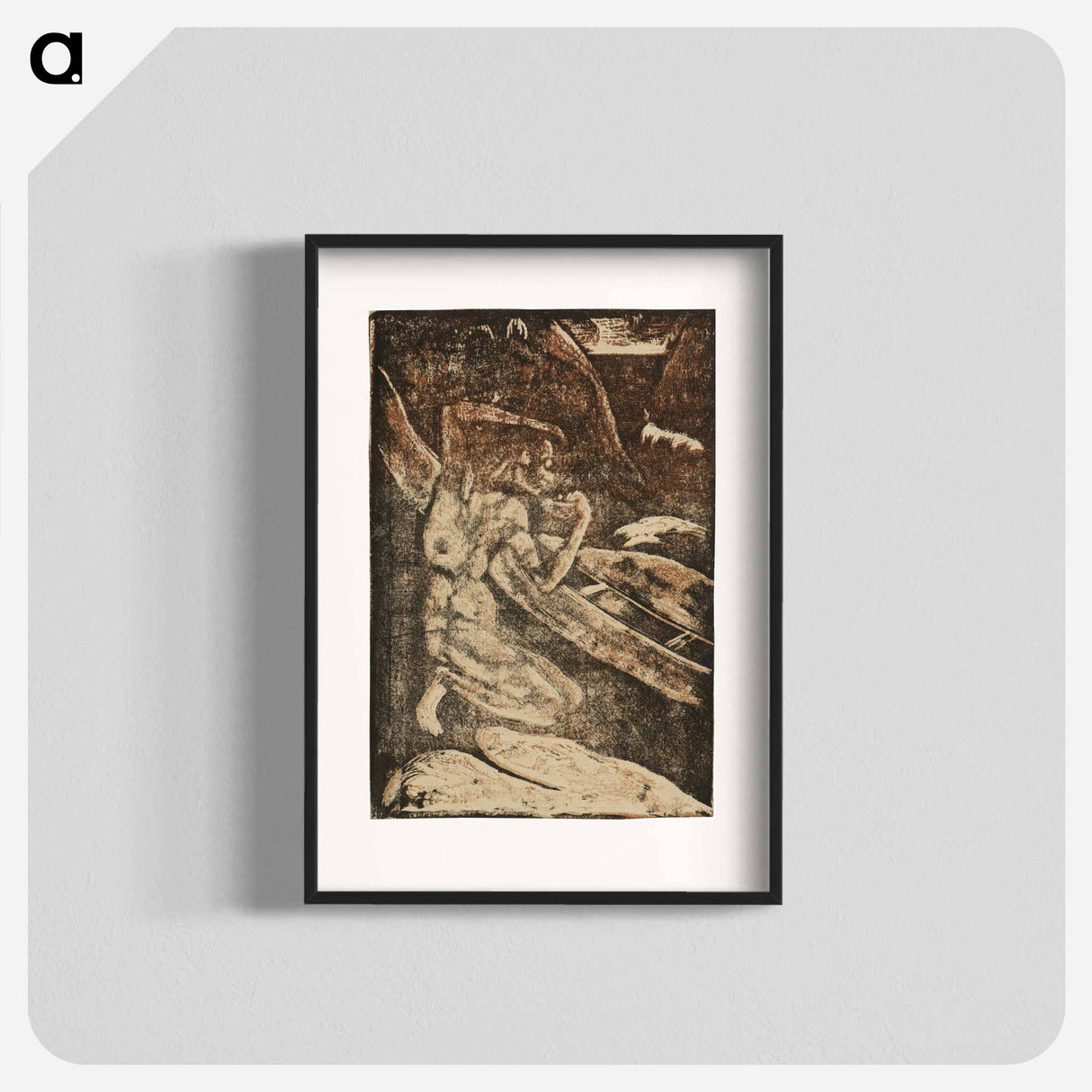 アートポスター-A Fisherman Drinking Beside His Canoe - ポール ゴーギャン Poster.