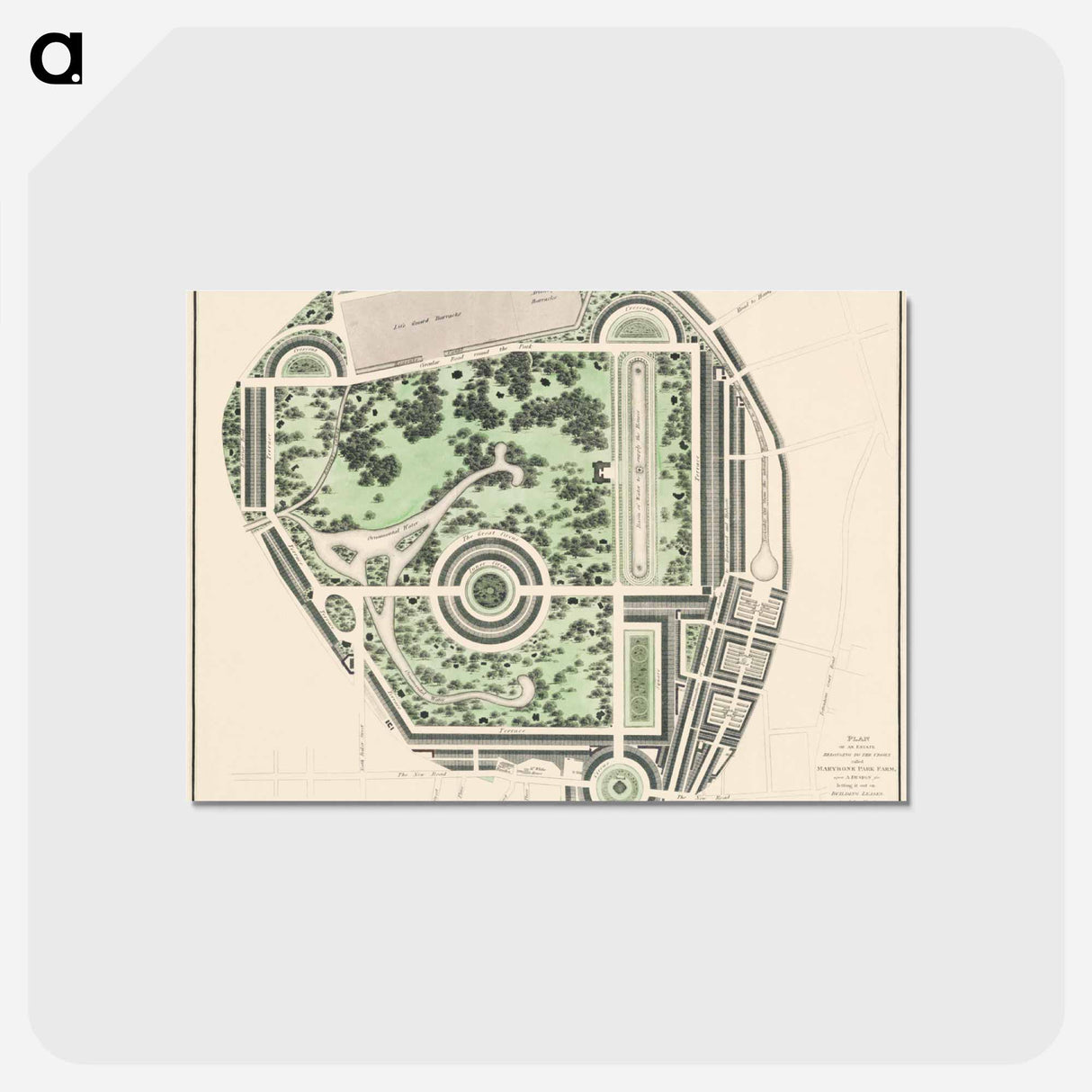アートポストカード-The cartographic report of his majesty’s woods, forests, and land revenues - アンティーク地図 Postcard.