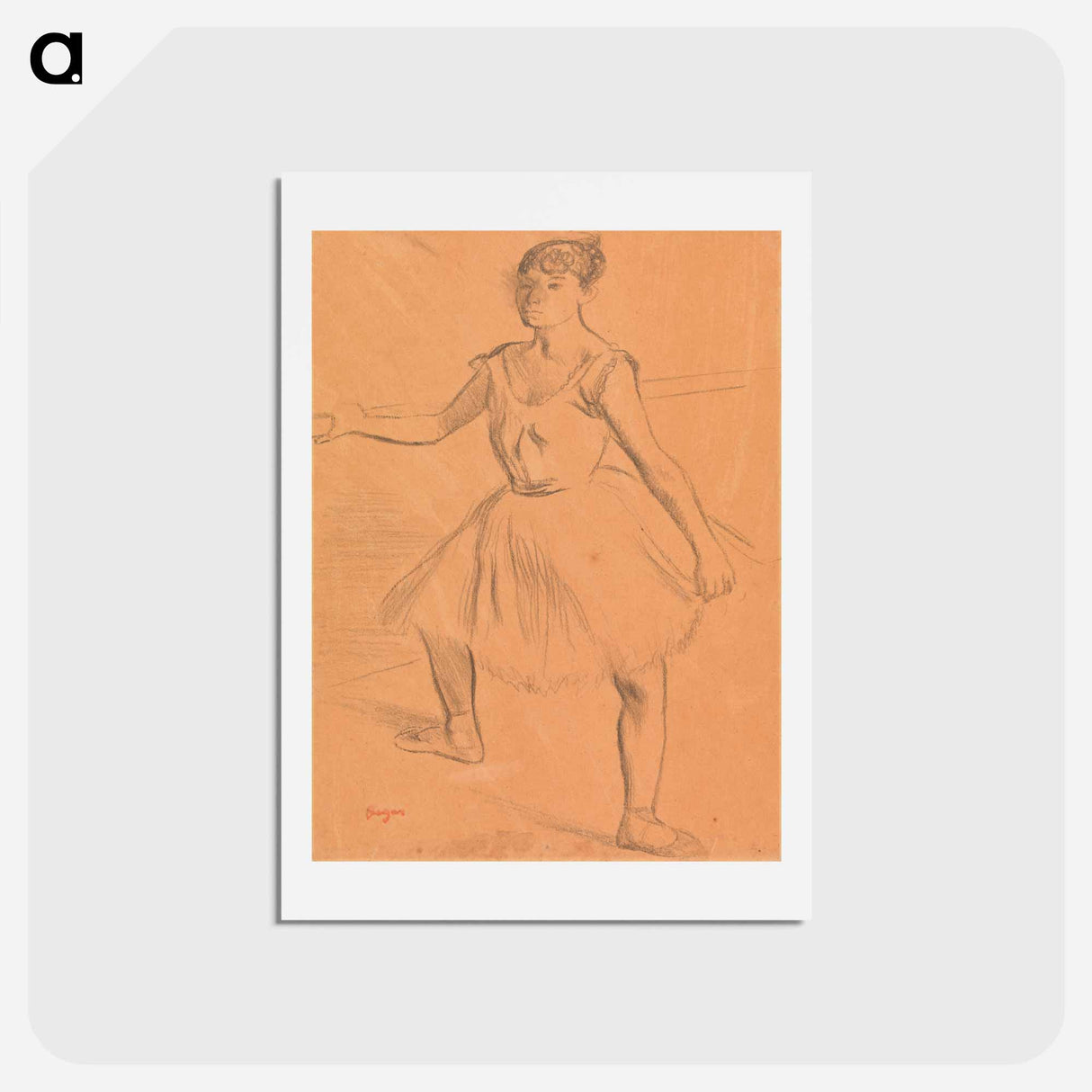 アートポストカード-Ballerina Standing at Bar - エドガー ドガ Postcard.