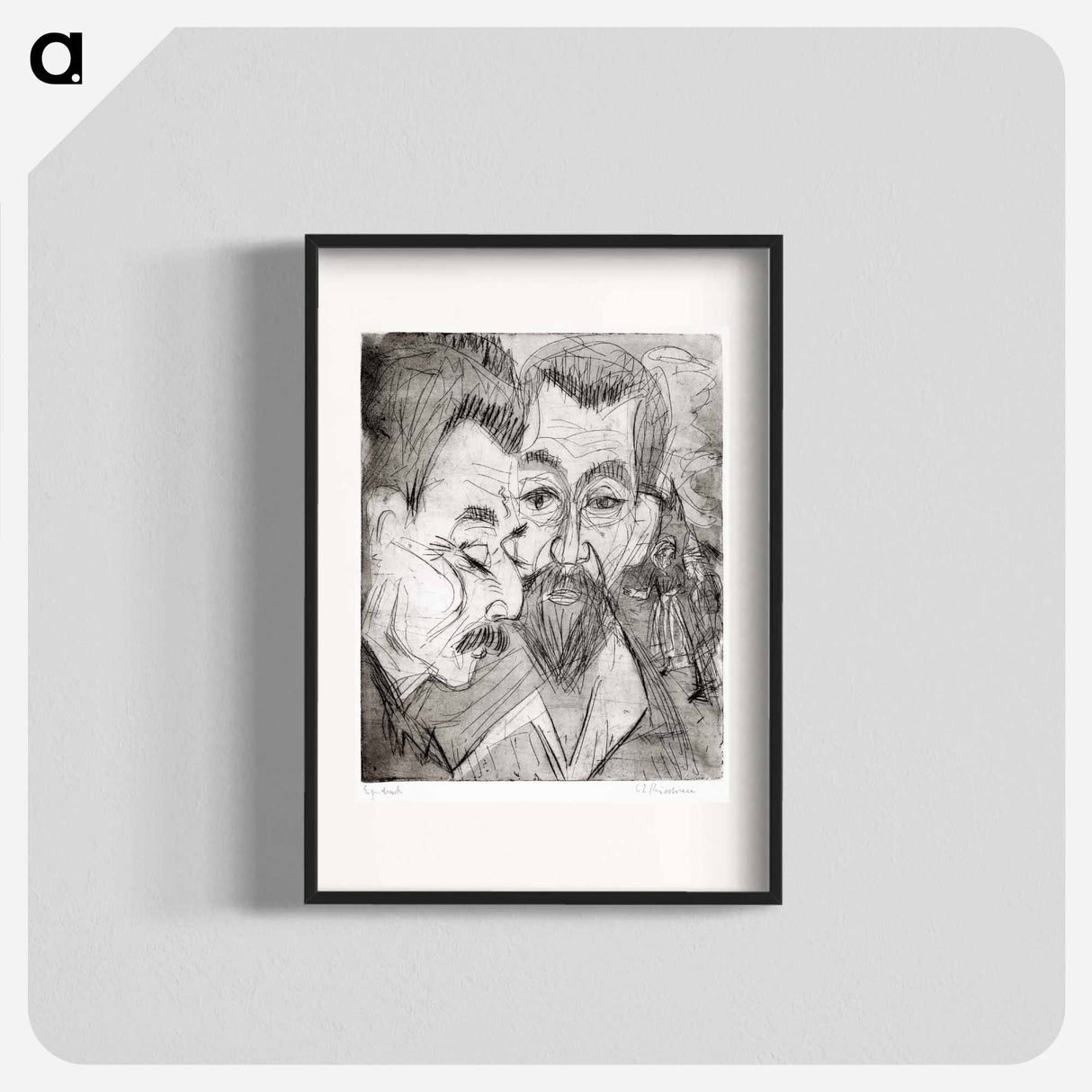 Two Peasant Heads - Ernst Ludwig Kirchner Poster.