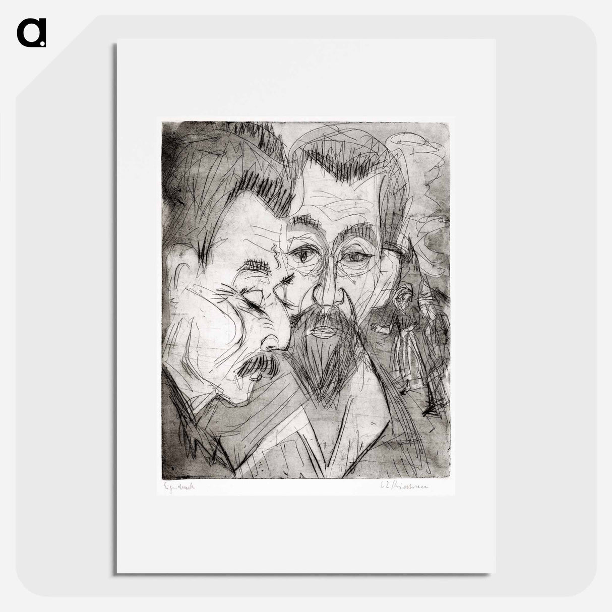 Two Peasant Heads - Ernst Ludwig Kirchner Poster.