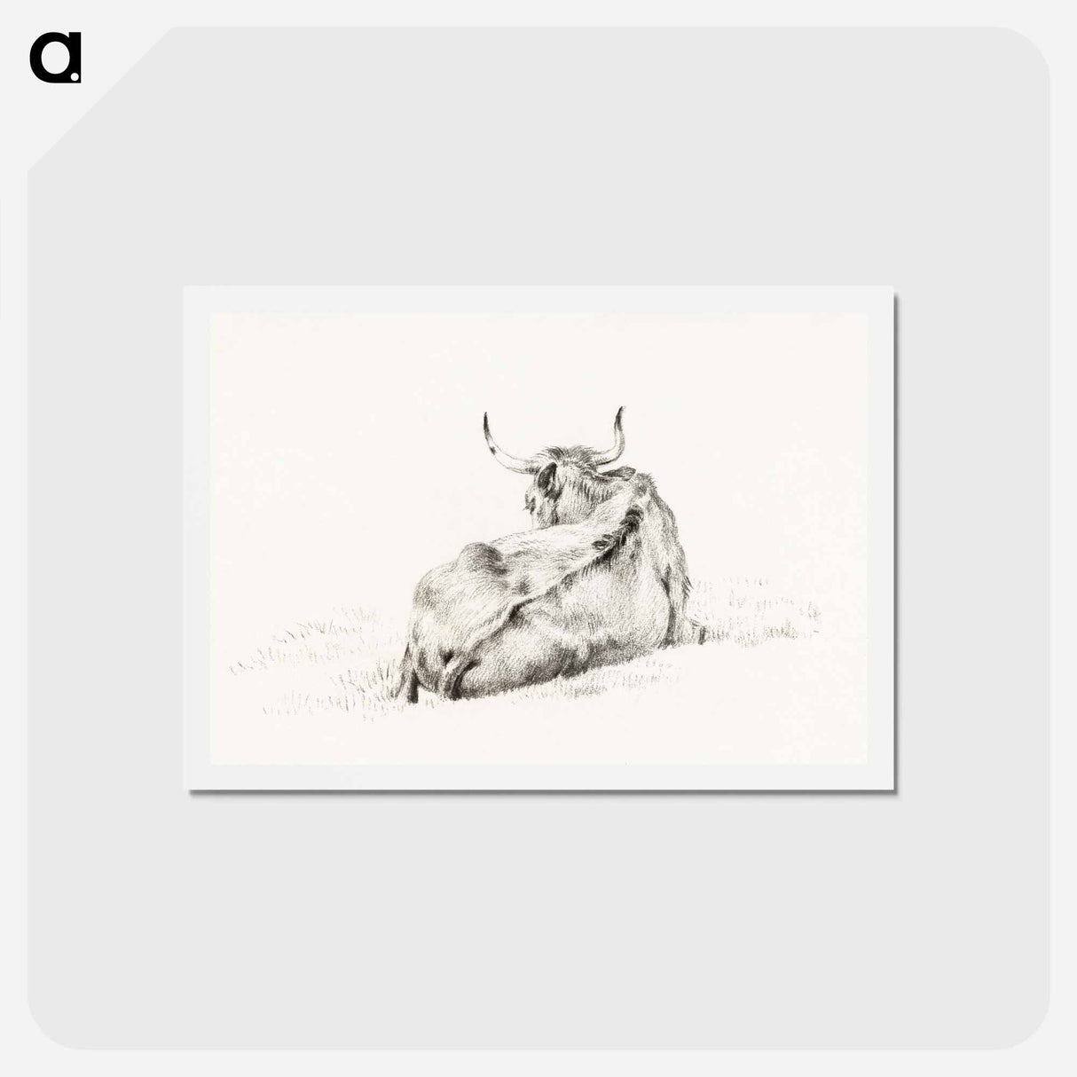 アートポストカード-Lying cow - ジャン ベルナール Postcard.