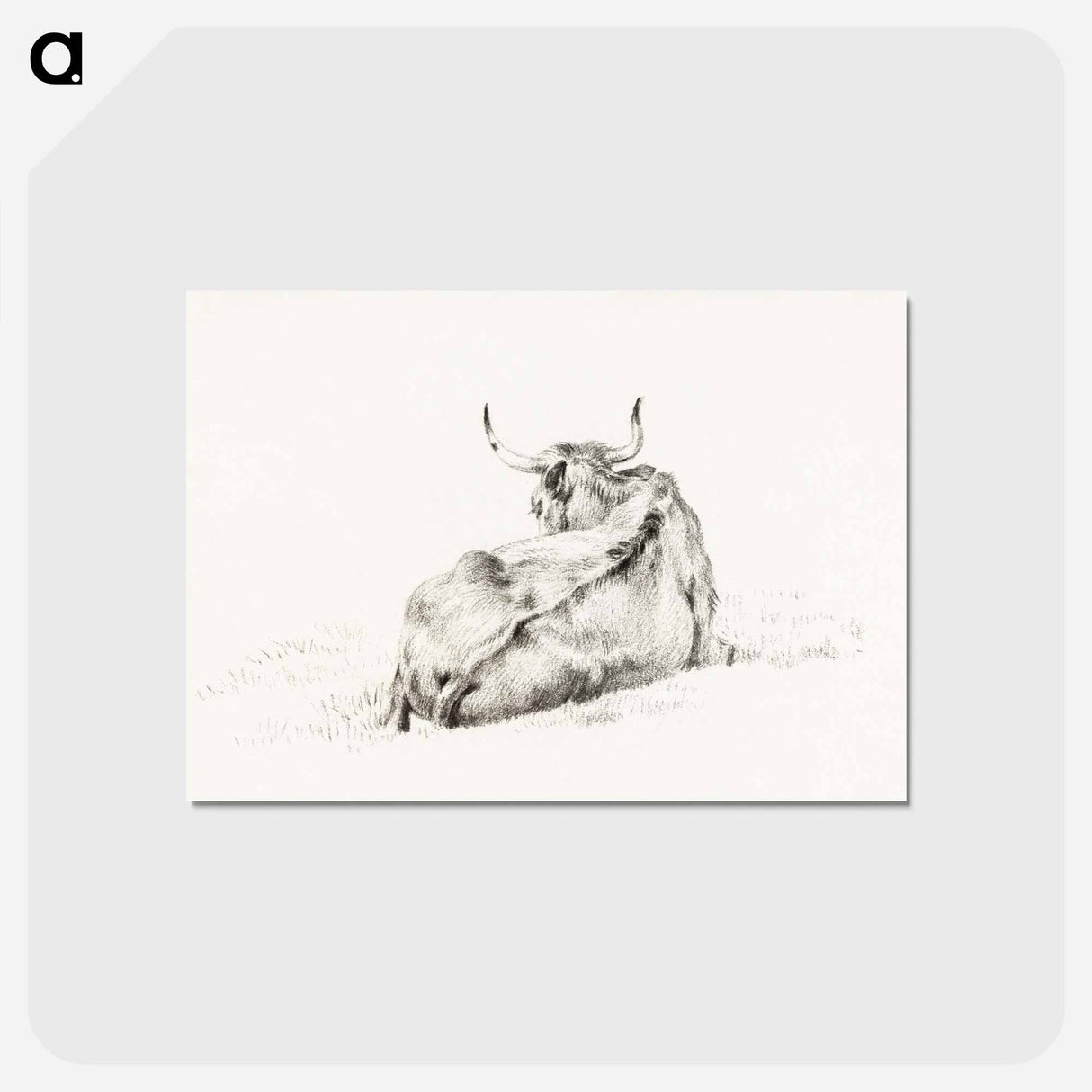 アートポストカード-Lying cow - ジャン ベルナール Postcard.