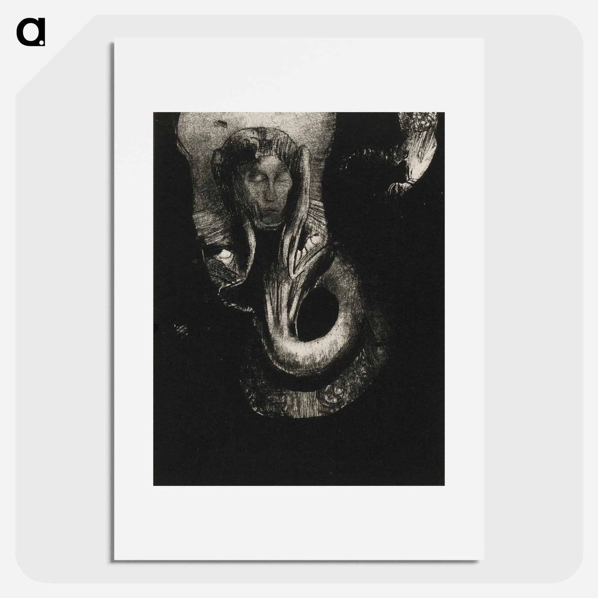 Oannes: "I, the first consciousness in Chaos, rose from the abyss to harden matter, to determine forms," - オディロン ルドン Poster.