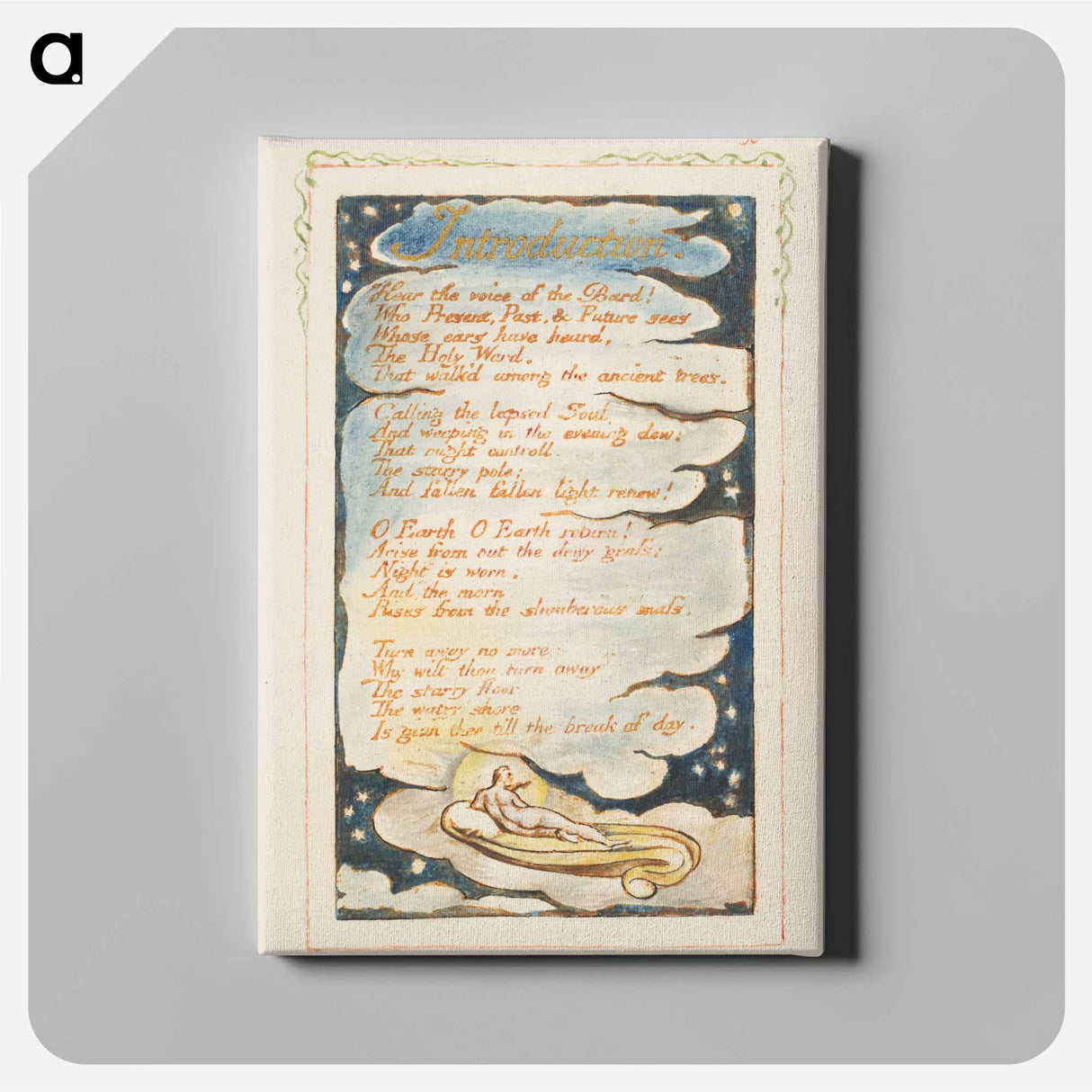 Songs of Experience: Introduction: Hear the voice of the Bard - William Blake Canvas.
