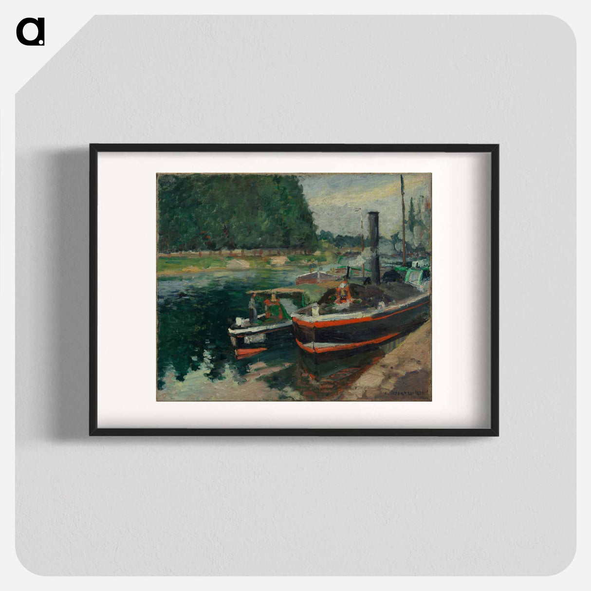 アートポスター-Barges at Pontoise - カミーユ ピサロ Poster.