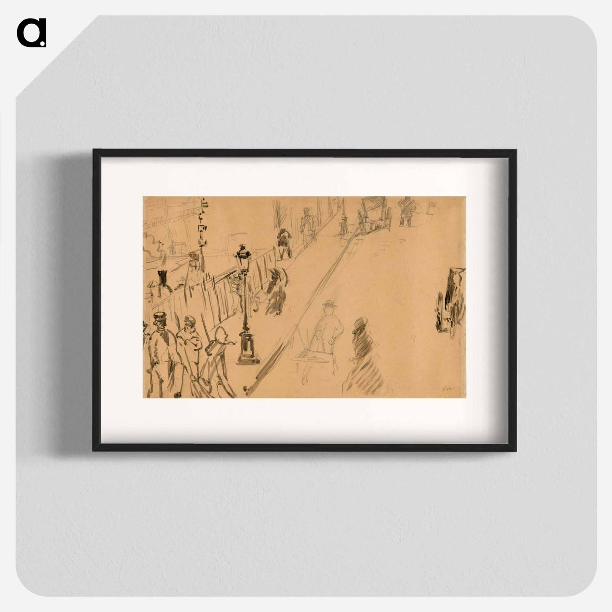 The rue Mosnier with Gas Lamp - エドゥアール マネ Poster.