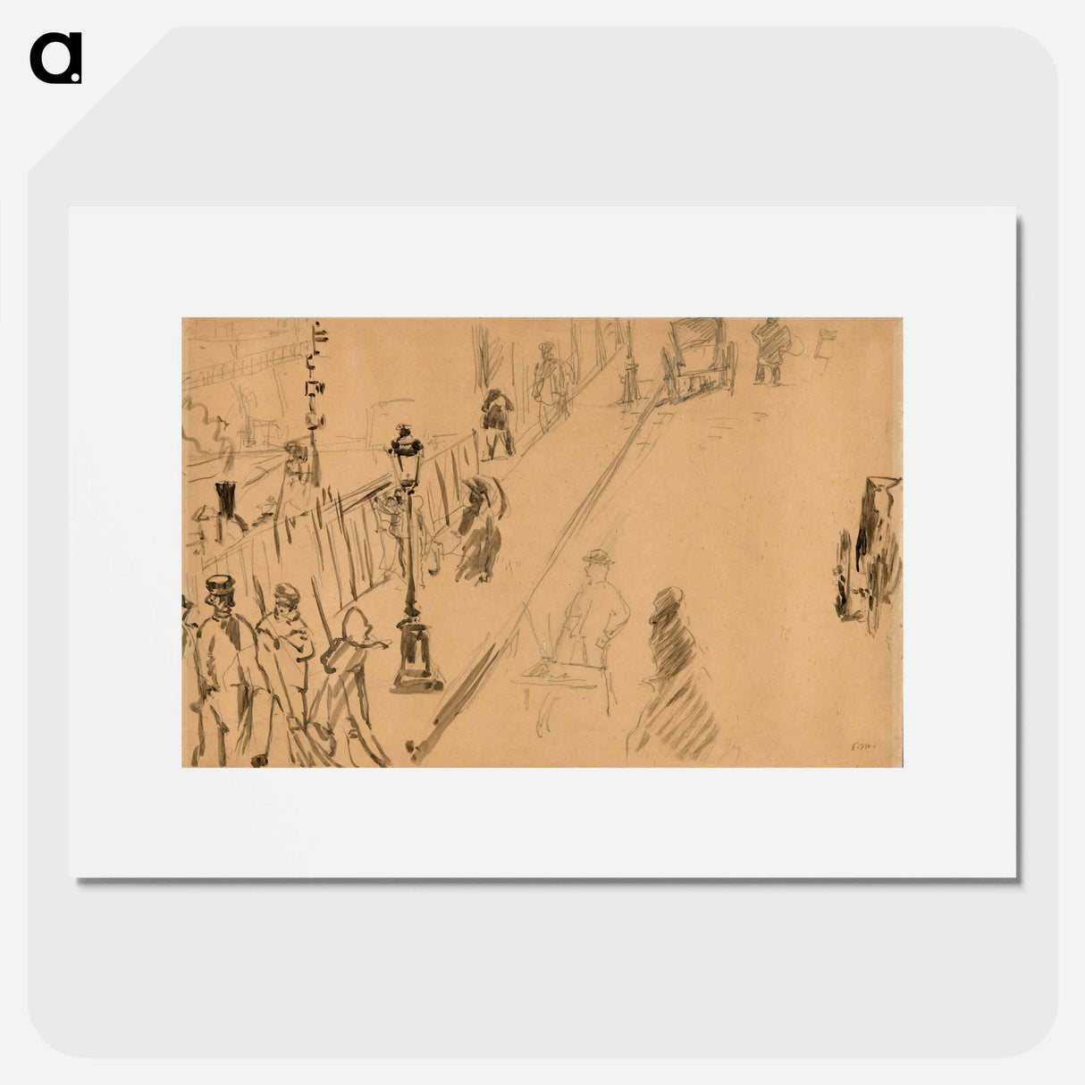 The rue Mosnier with Gas Lamp - エドゥアール マネ Poster.