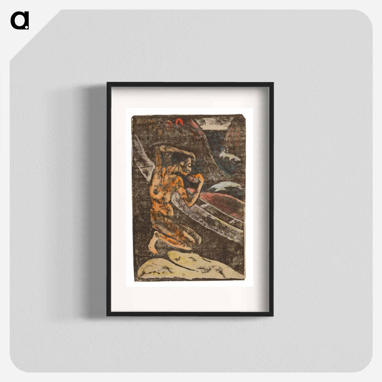A Fisherman Drinking Beside His Canoe - Paul Gauguin Poster.