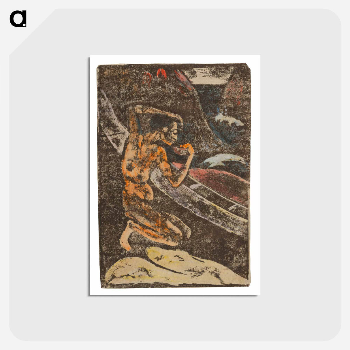 アートポストカード-A Fisherman Drinking Beside His Canoe - ポール ゴーギャン Postcard.
