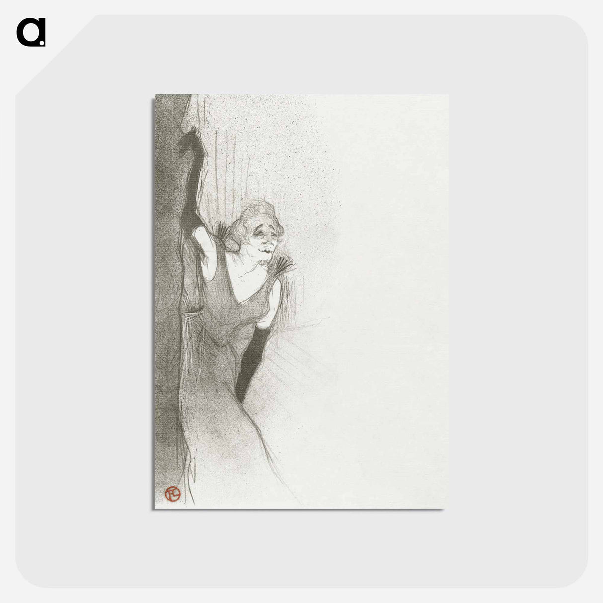 アートポストカード-Portrait of the Singer Yvette Guilbert on Stage - アンリ ド トゥールーズ ロートレック Postcard.