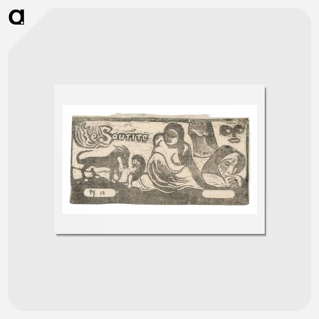 アートポストカード-Three People, a Mask, a Fox, and a Bird - ポール ゴーギャン Postcard.