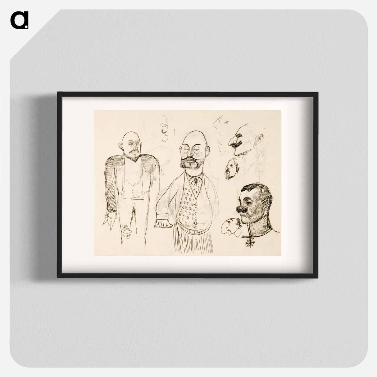 Karrikoituja muotokuvaharjoitelmia venäläisistä sekä pukuluonnoksia - アルバート エーデルフェルト Poster.