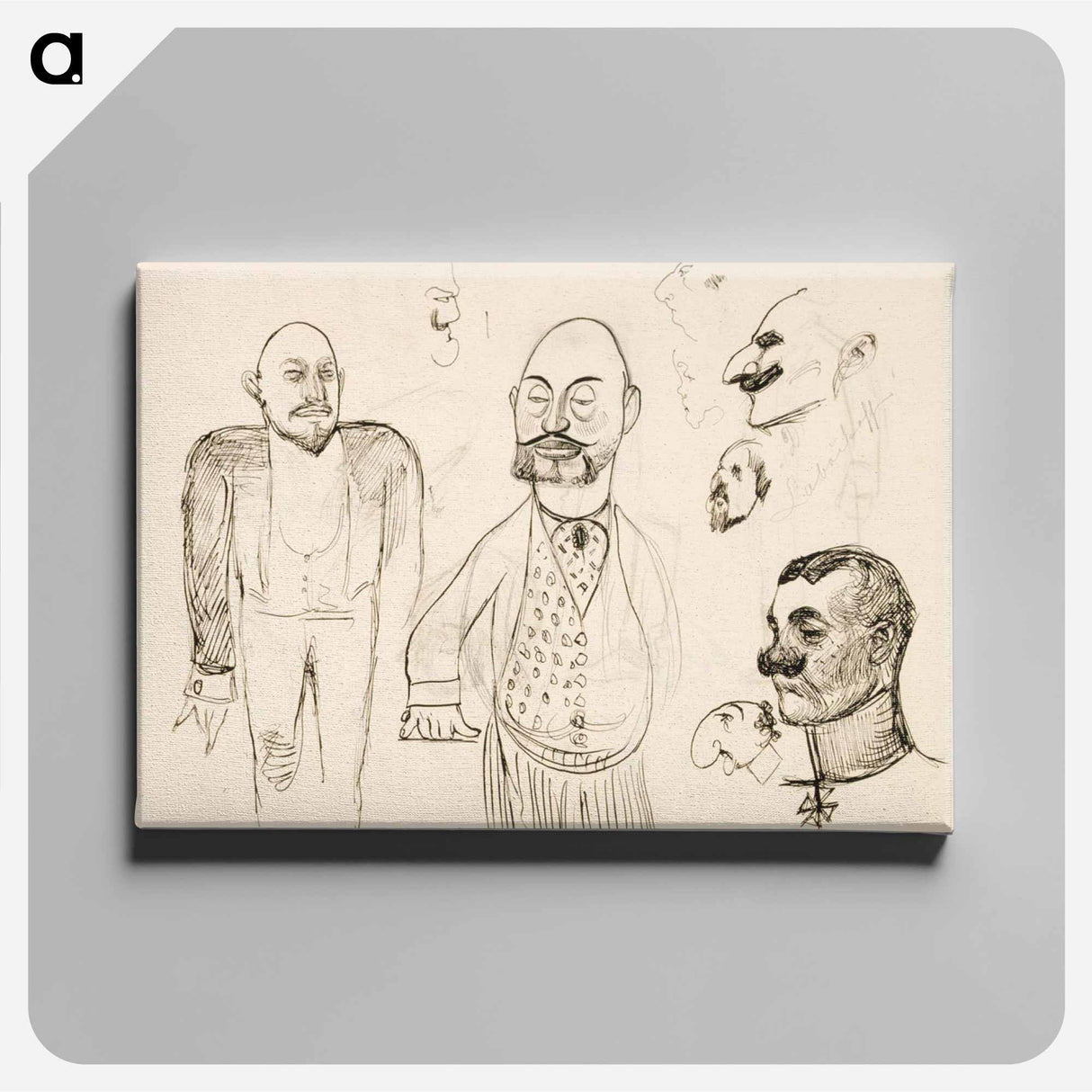 Karrikoituja muotokuvaharjoitelmia venäläisistä sekä pukuluonnoksia - アルバート エーデルフェルト Canvas.