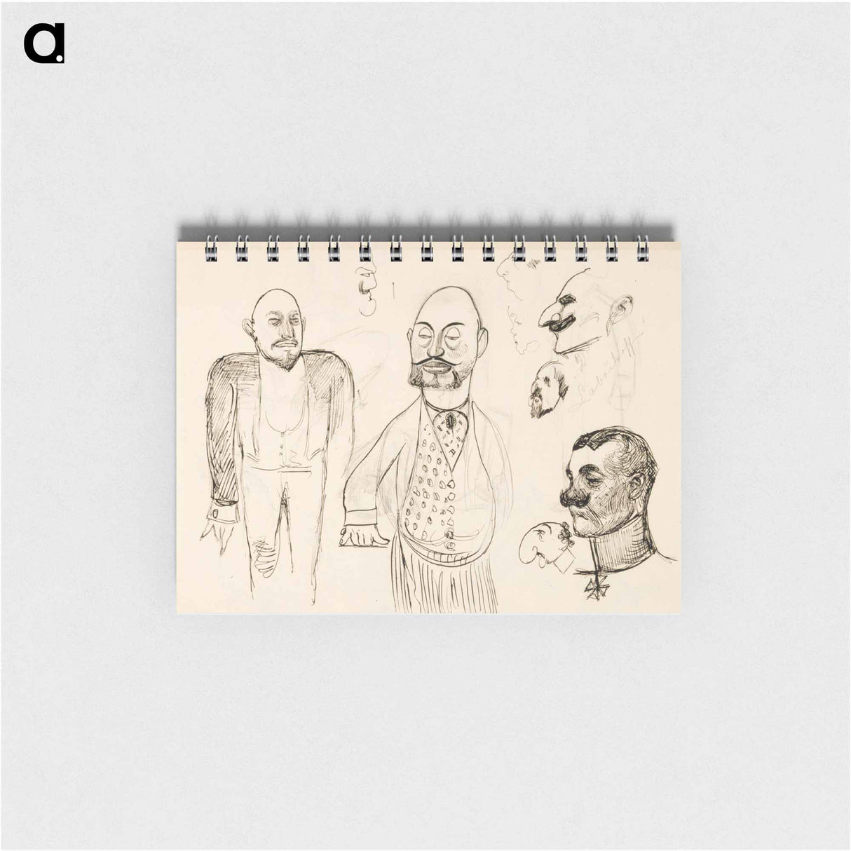 Karrikoituja muotokuvaharjoitelmia venäläisistä sekä pukuluonnoksia - アルバート エーデルフェルト Memo.