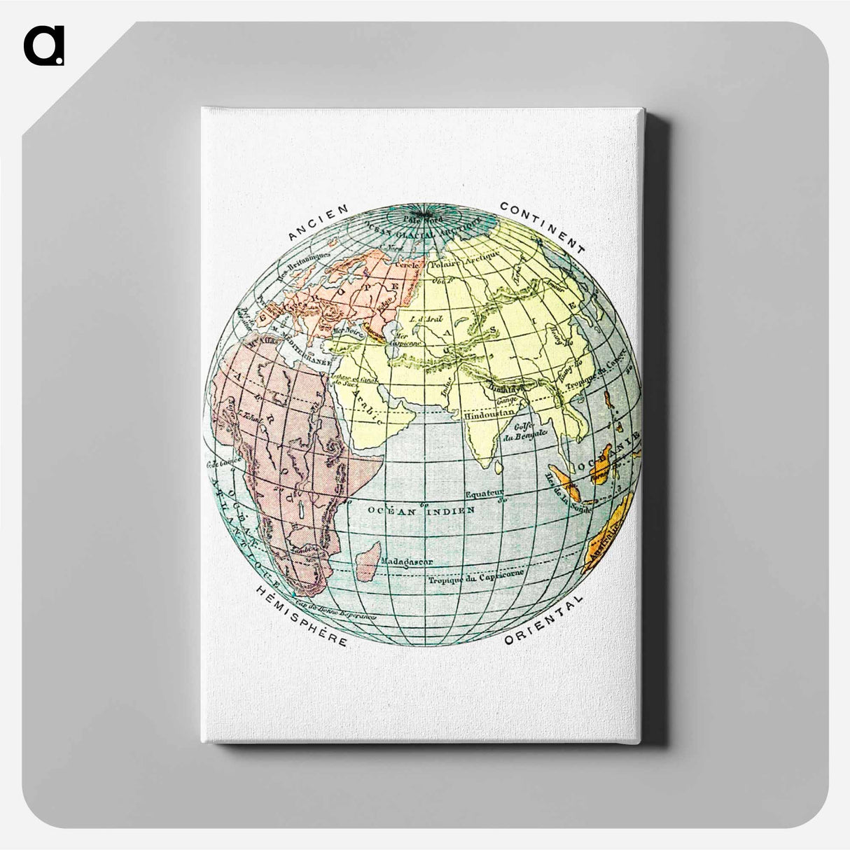 World atlas from The Practical Teaching of Geography - アンティーク地図 Canvas.