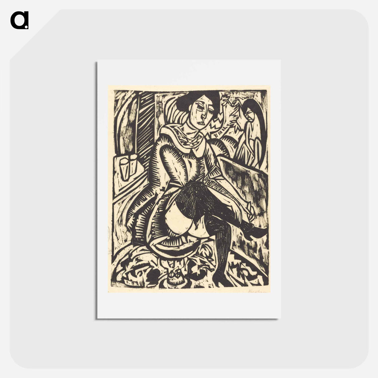 アートポストカード-Woman Tying Her Shoe - エルンスト ルートヴィヒ キルヒナー Postcard.