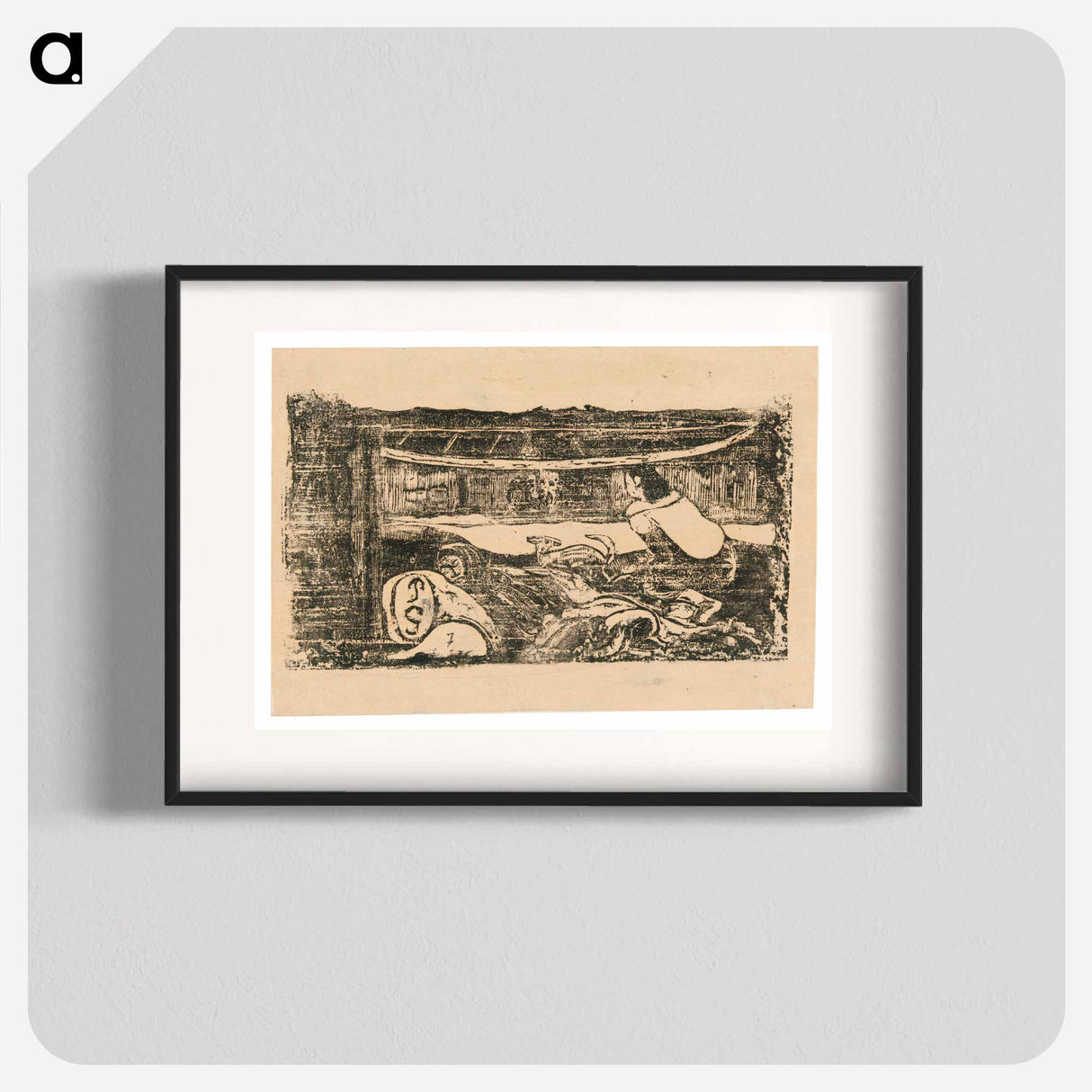 Interior of a Tahitian Hut - Paul Gauguin Poster.