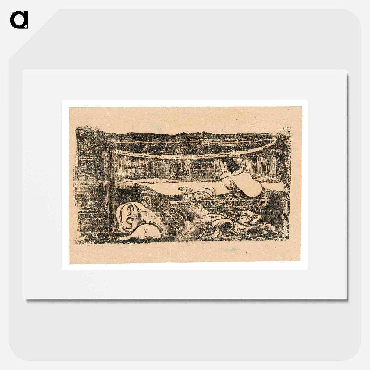 Interior of a Tahitian Hut - Paul Gauguin Poster.