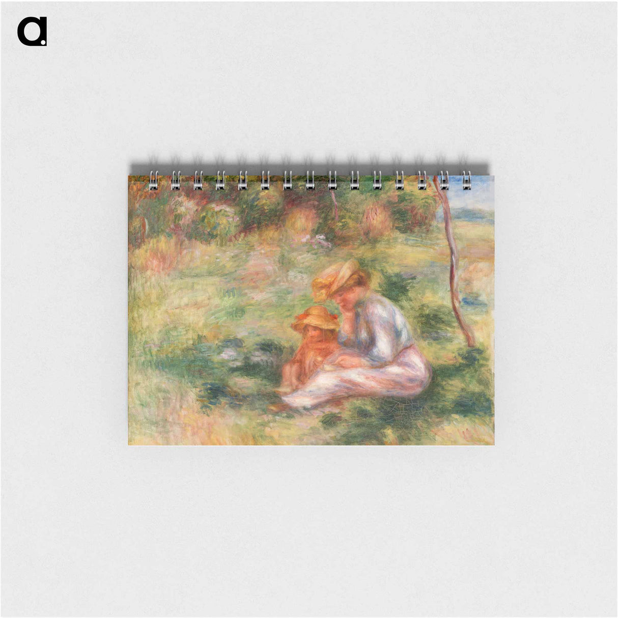 Woman and Child in the Grass - ピエール オーギュスト ルノワール Memo.