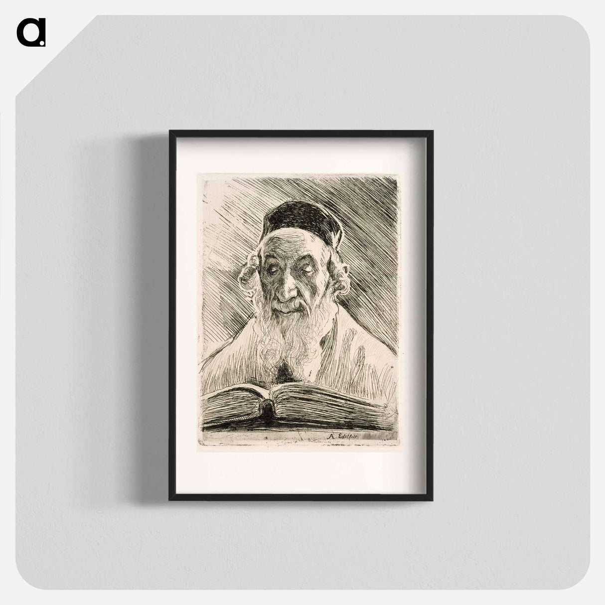 Rabbi reading - アルバート エーデルフェルト Poster.