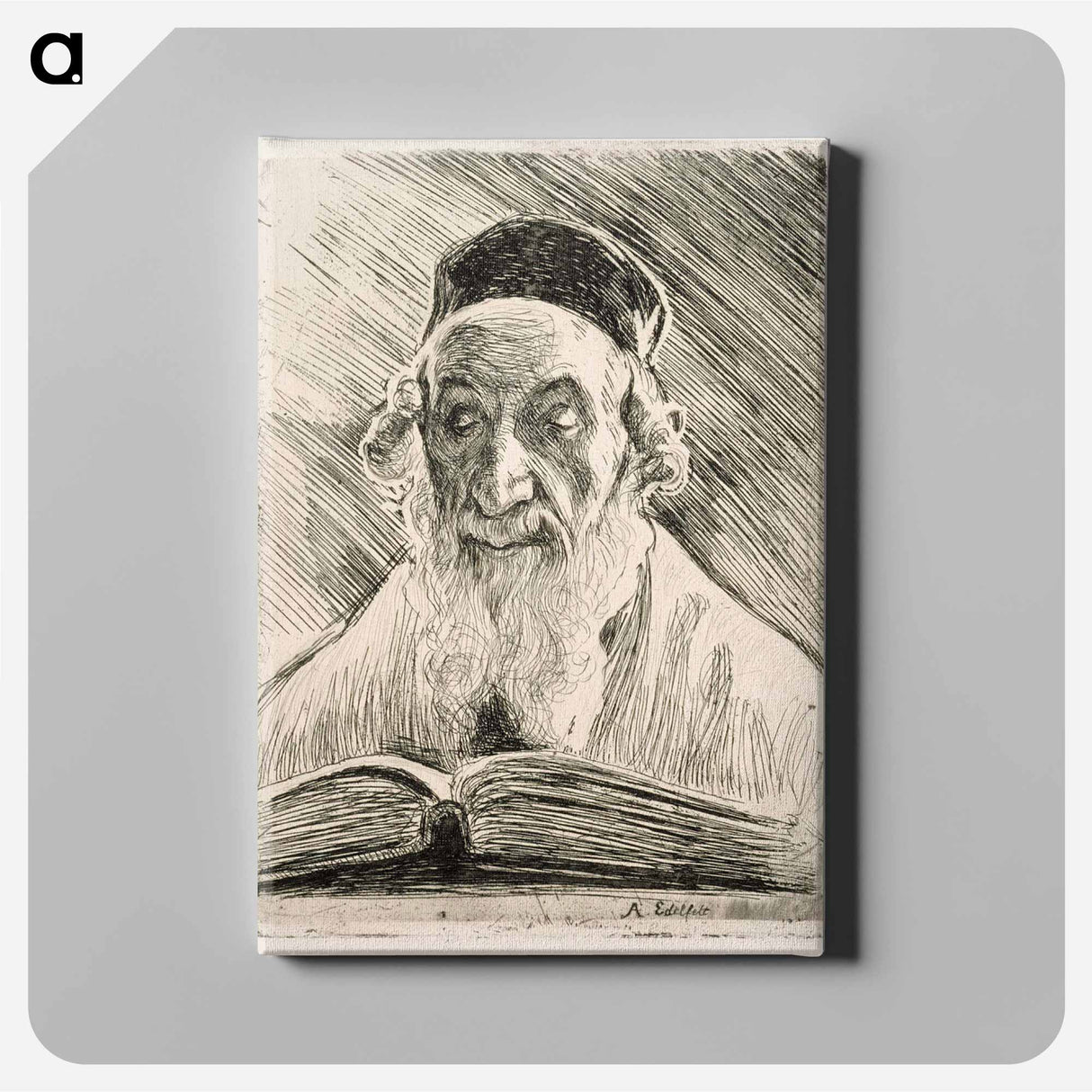 Rabbi reading - アルバート エーデルフェルト Canvas.