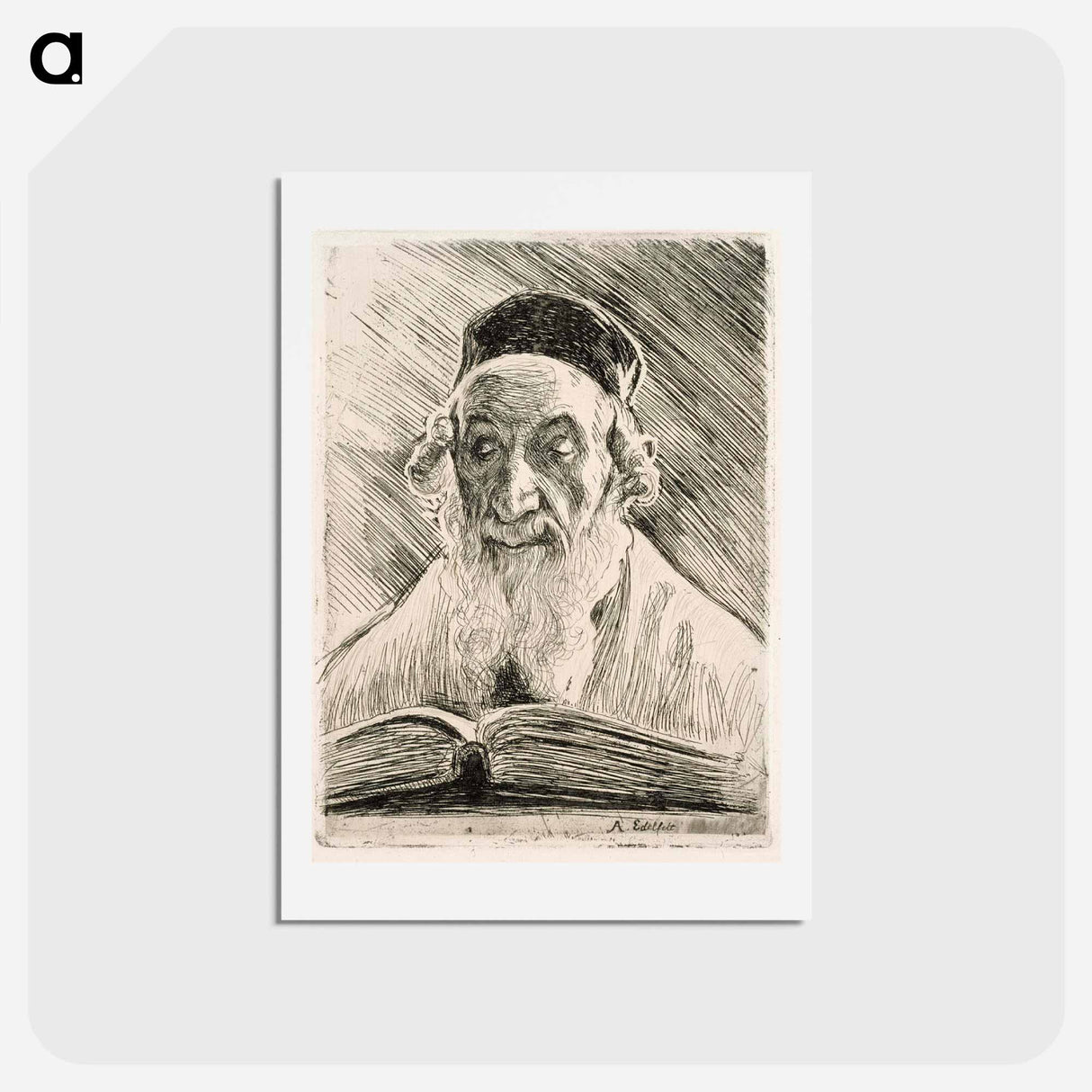 Rabbi reading - アルバート エーデルフェルト Postcard.