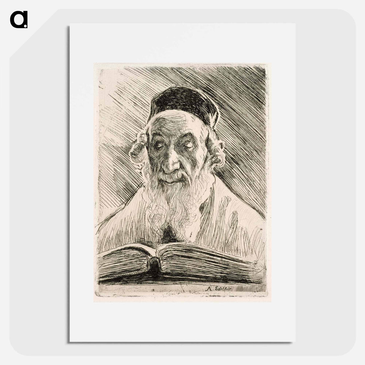 Rabbi reading - アルバート エーデルフェルト Poster.