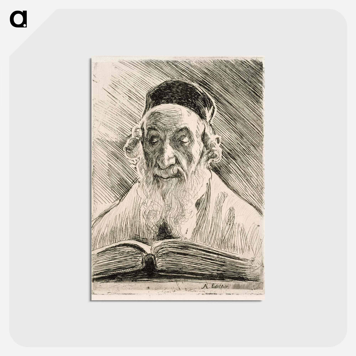 Rabbi reading - アルバート エーデルフェルト Postcard.