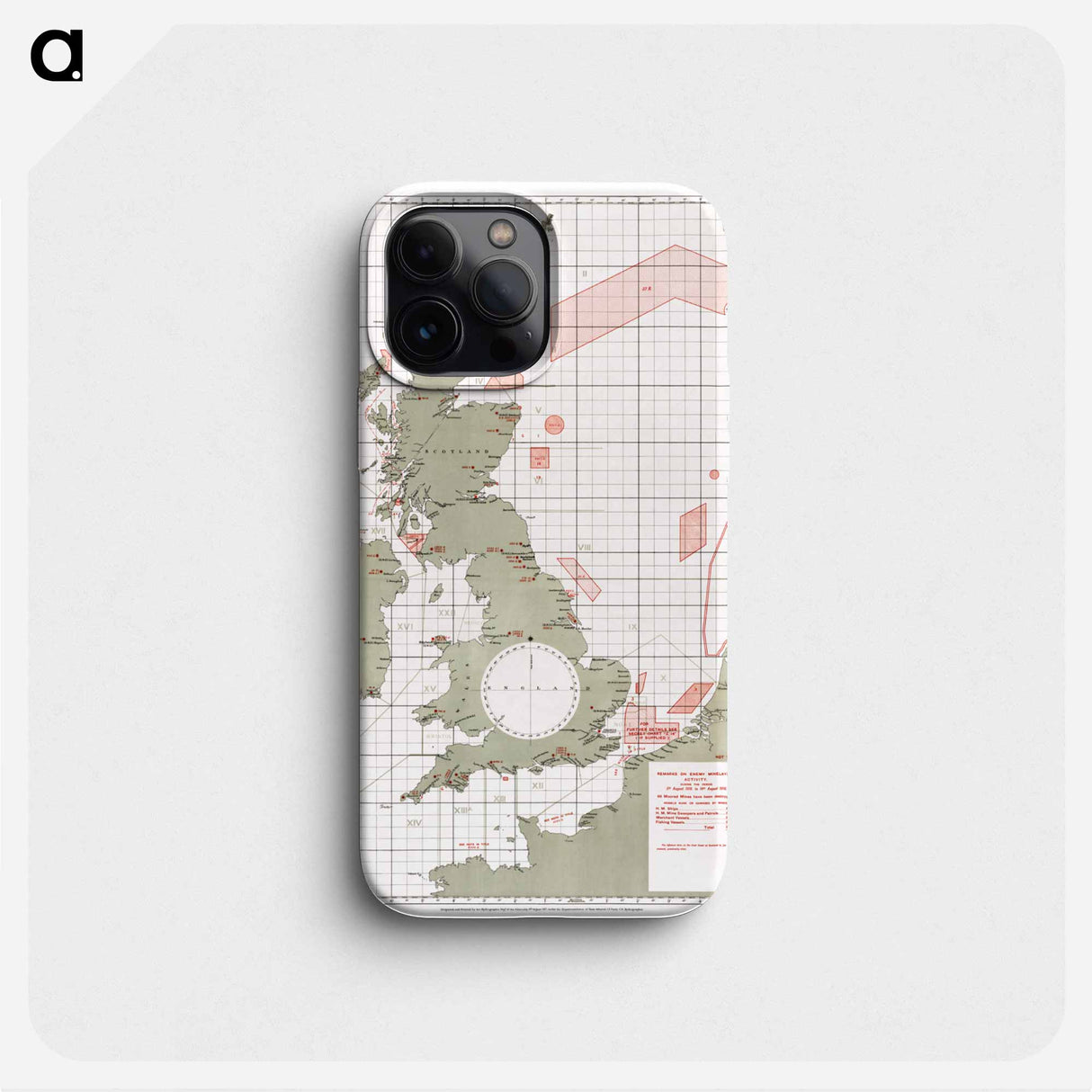 British Islands approximate positions of minefields - アンティーク地図 Phone Case.