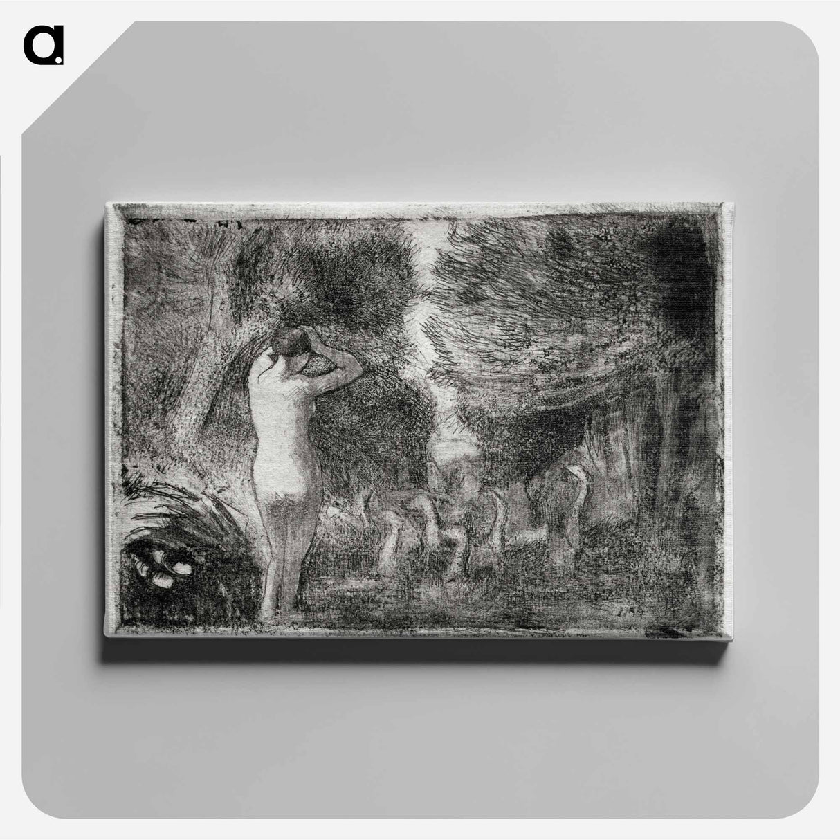 アートパネル-Bather and Geese - カミーユ ピサロ Canvas.