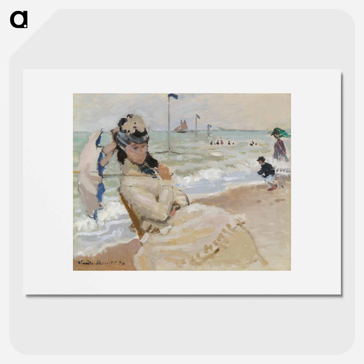 アートポスター-Camille on the Beach in Trouville - クロード モネ Poster.