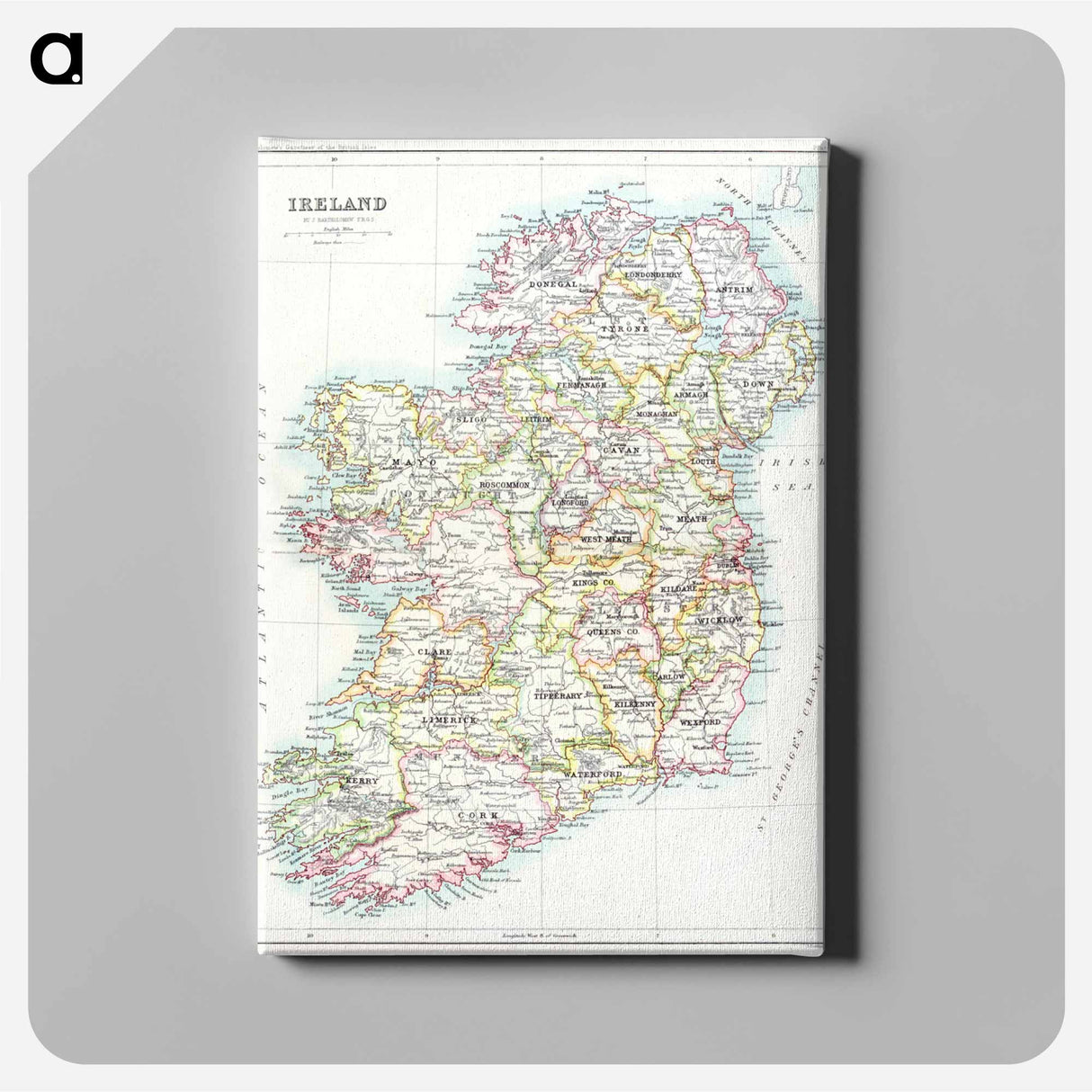 Gazetteer of the British Isles - アンティーク地図 Canvas.