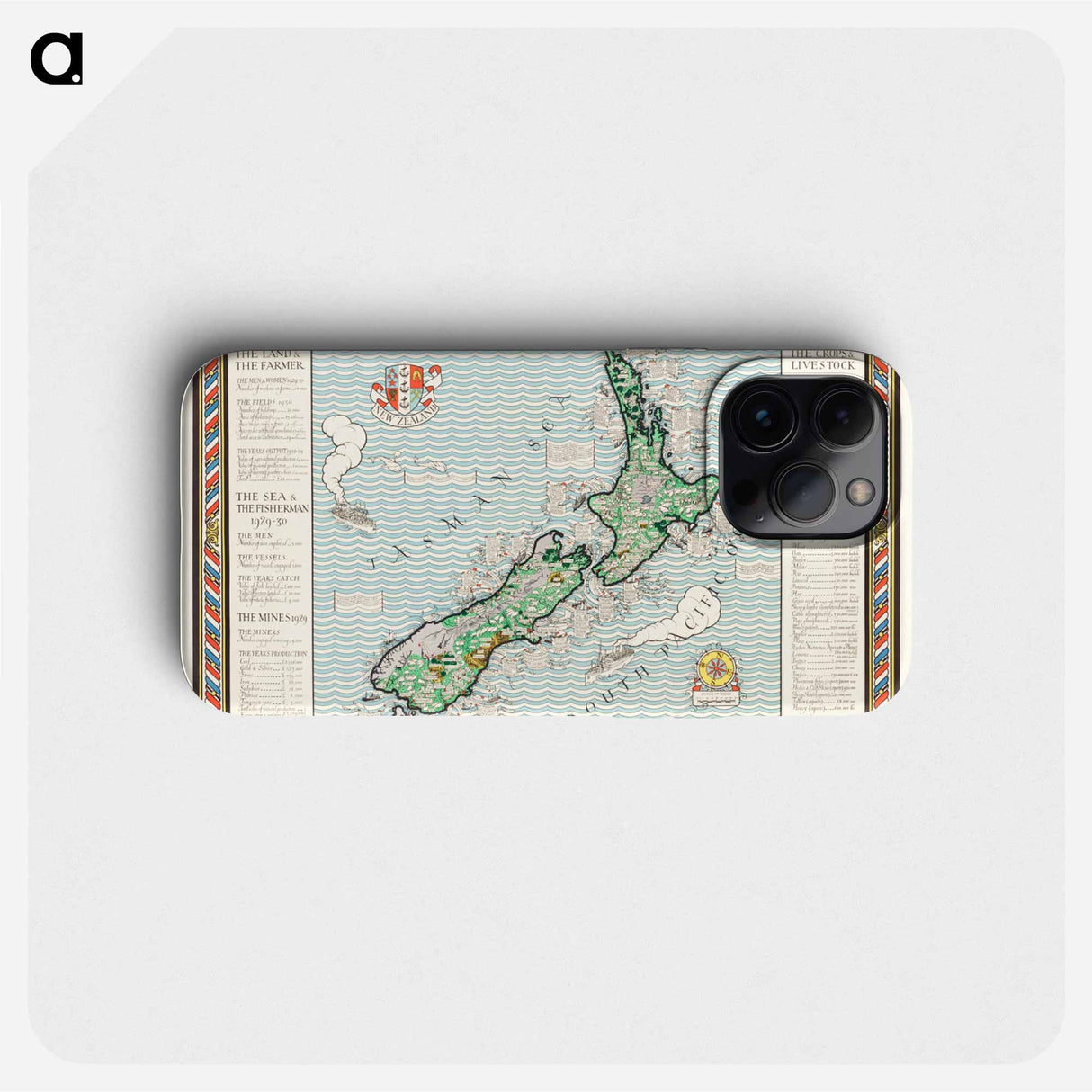 A Map of New Zealand - アンティーク地図 Phone Case.