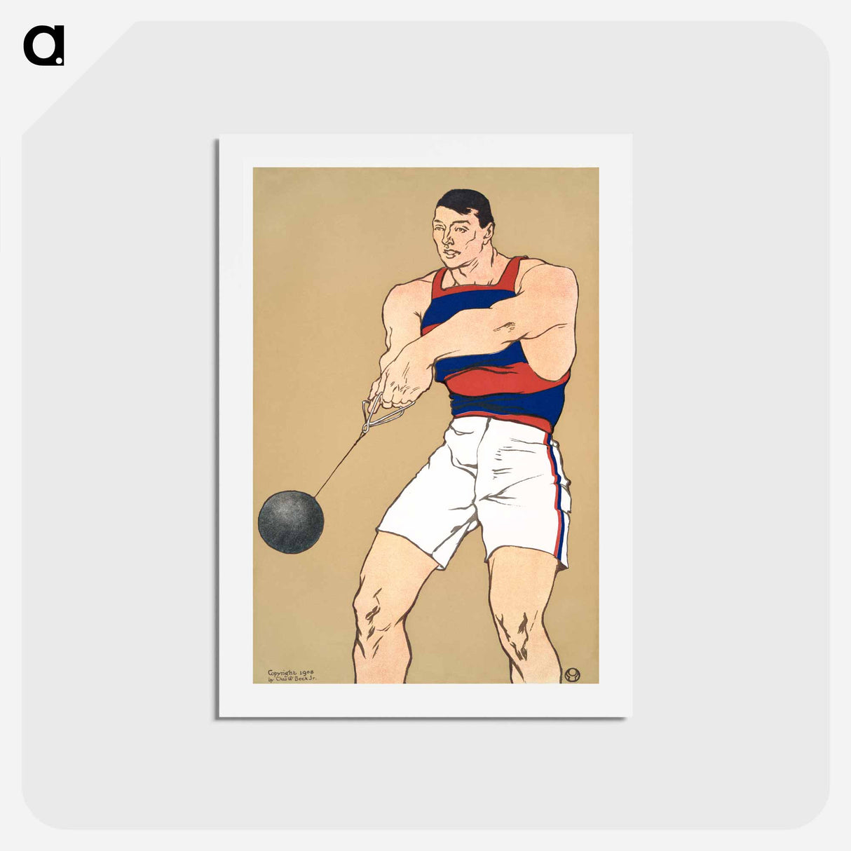 アートポストカード-Hammer throw print in high resolution by Edward Penfield - エドワード ペンフィールド Postcard.