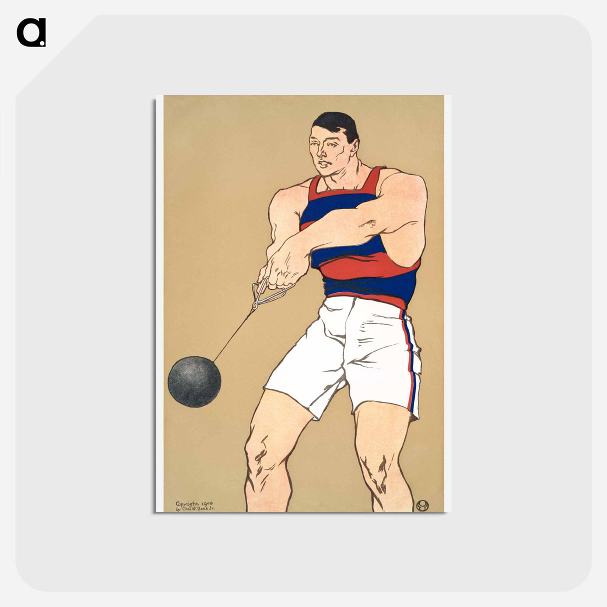 アートポストカード-Hammer throw print in high resolution by Edward Penfield - エドワード ペンフィールド Postcard.
