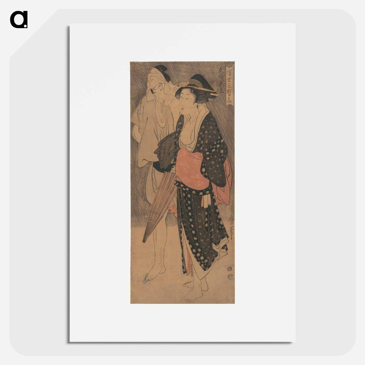 アートポスター-Couple in an Evening Shower - 喜多川 歌麿 Poster.