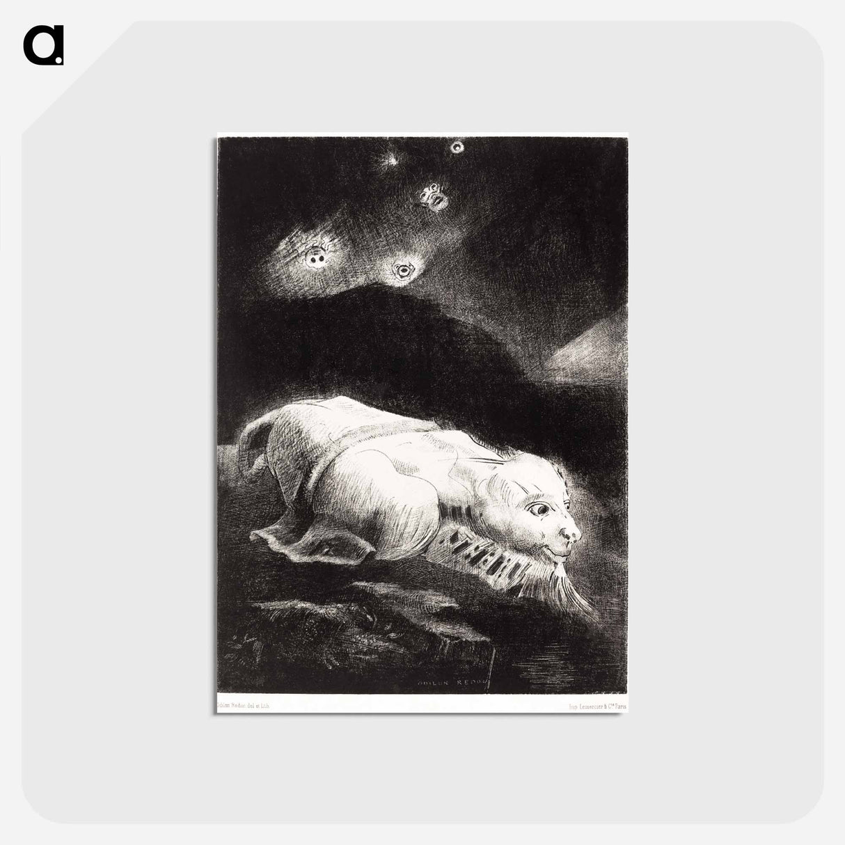 アートポストカード-When Life Was Awakening in the Depths of Obscure Matter - オディロン ルドン Postcard.