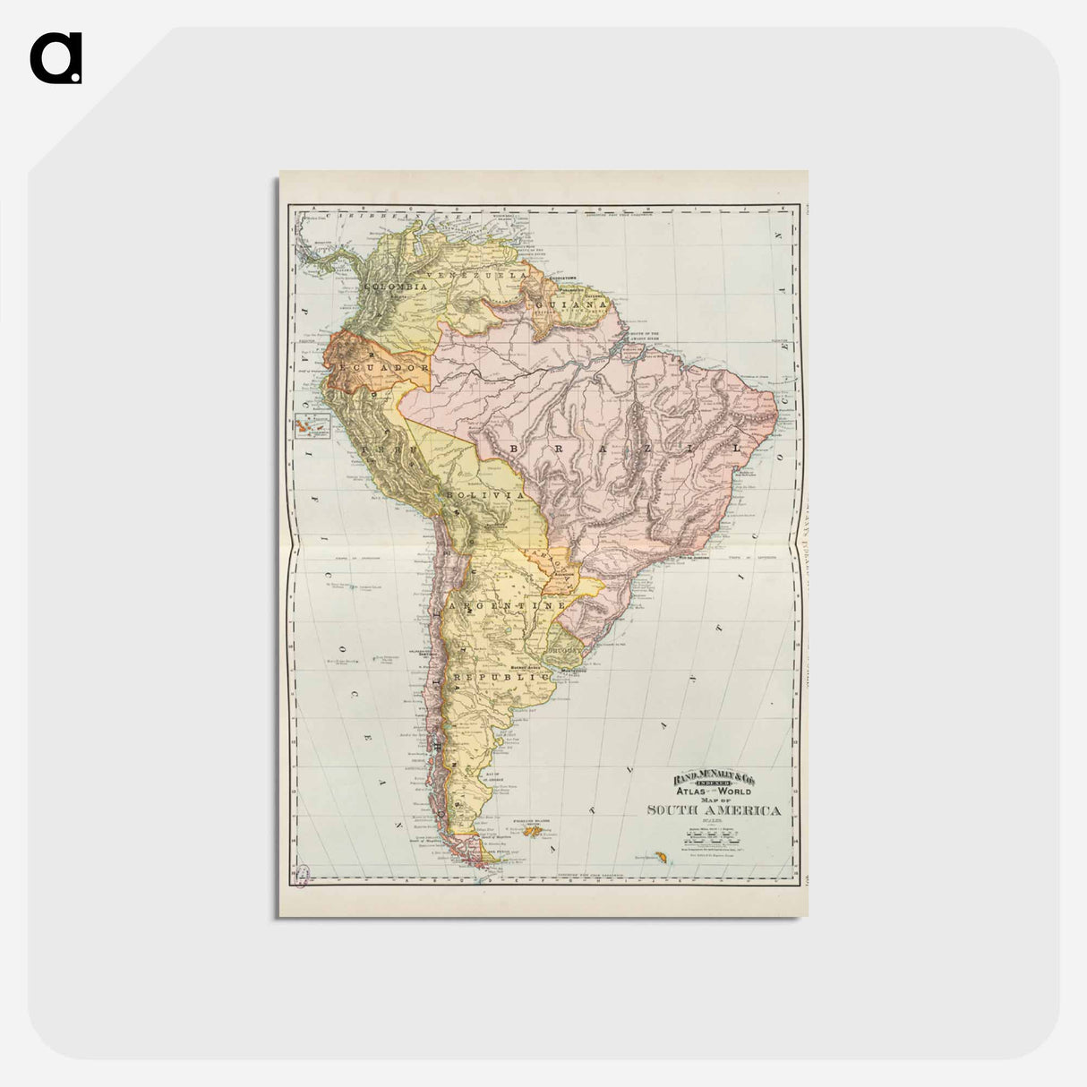 アートポストカード-South America World Map Atlas
- ボストン公共図書館 Postcard.
