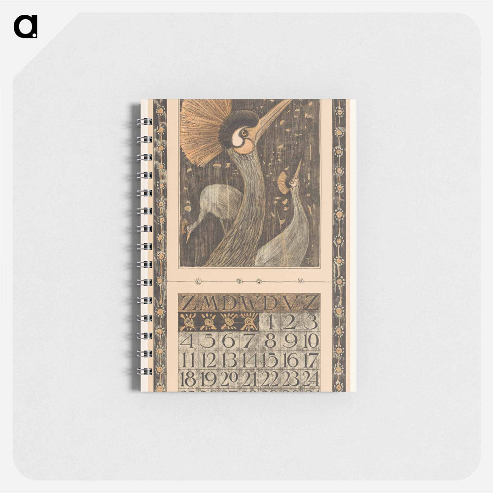 Kalenderblad maart met kroonkranen - テオ ヴァン ホイテマ Memo.