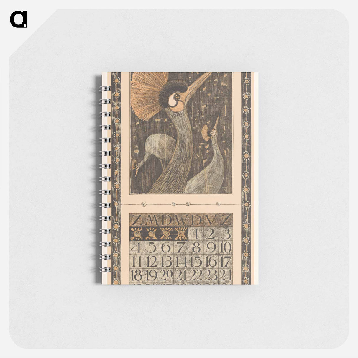 Kalenderblad maart met kroonkranen - テオ ヴァン ホイテマ Memo.